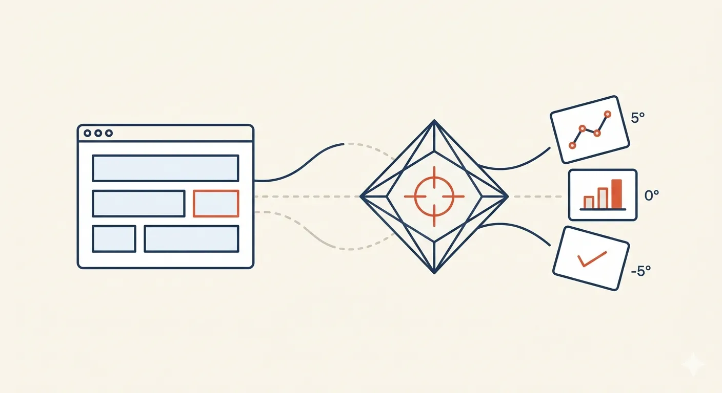 Website conversion analysis — data flowing through analysis engine into actionable insights